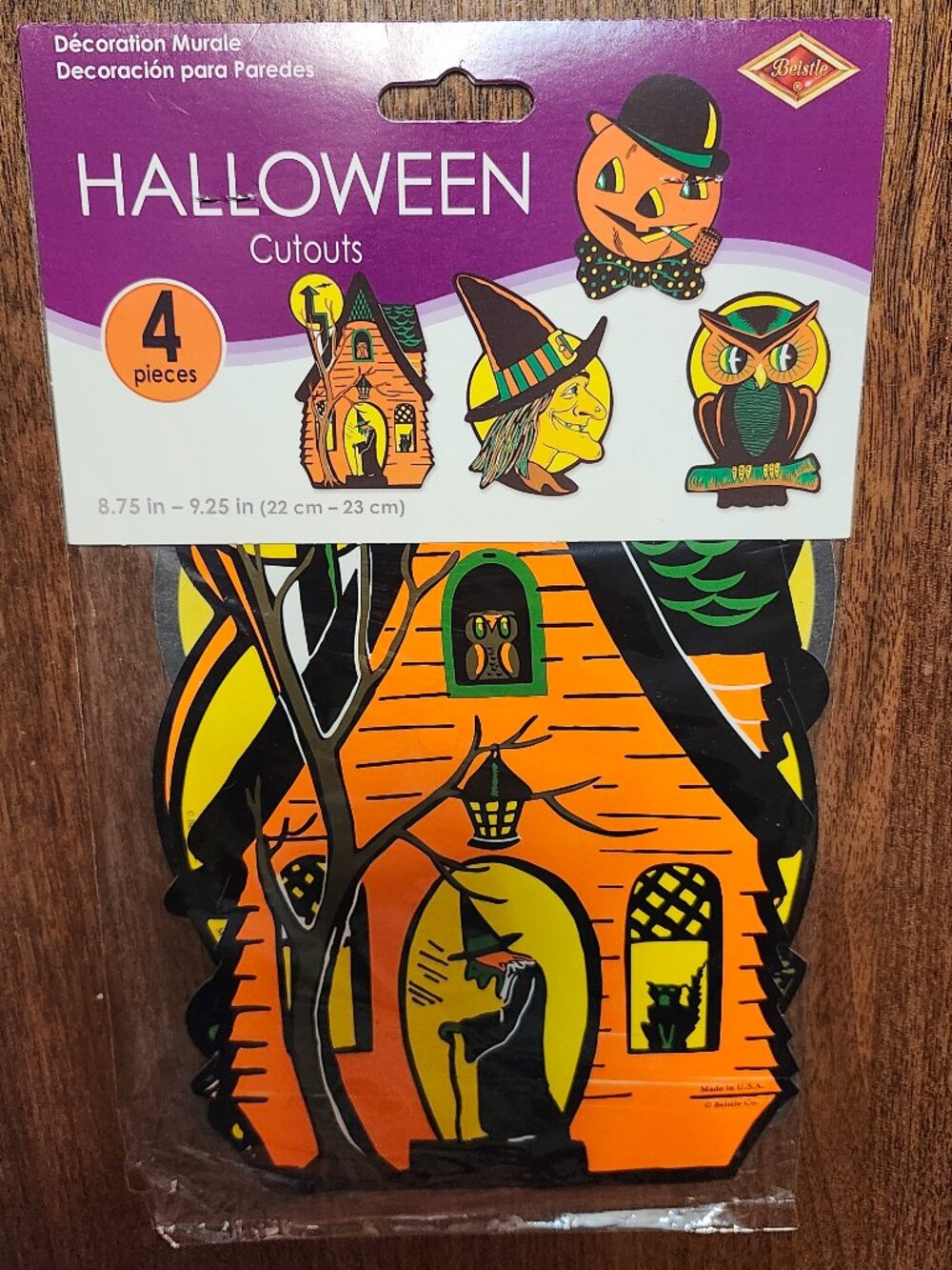Beistle Vintage-Style Halloween Cutouts 4 Images BNIP CAT WITCH OWL 1900s